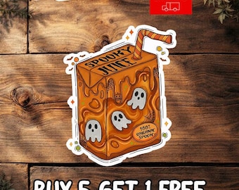 Spooky Juice Box Sticker, Cute Ghost Halloween Drink Decal, Kawaii Spooky Season Sticker, Fall Aesthetic Vinyl Gift
