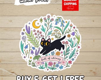 Full Of Whimsy Bug Sticker, Cute Cottagecore Insect Decal, Whimsical Nature Sticker, Waterproof Vinyl Gift