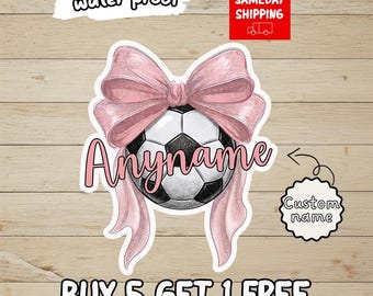Soccer Name Number Decal Sticker, Personalized Player Label Design, Sports Gear Gift Idea