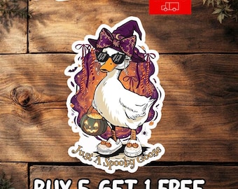 Just A Spooky Goose Sticker, Funny Halloween Goose Decal, Cute Spooky Season Sticker, Fall Aesthetic Gift, Waterproof Vinyl