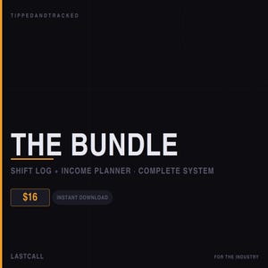 Bartender Income Tracker Bundle | Notion Shift Log + Printable Planner | Tip Tracker | iPad Notability | LastCall | Instant Download