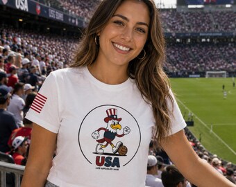 Vintage USA National Soccer Team Women Poly Cotton Crop Tee