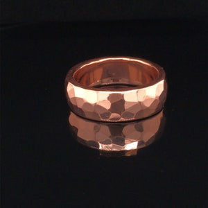 Solid Copper Ring Wide Thick Hammered Domed Profile Rustic Minimalist 7th anniversary or Wedding Men or Women R119