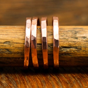 Band Ring Copper Wire Forged and Hammered Finish Stacking Ring Rustic Minimalist Men or Women Listing Is For One Ring R 106 image 1