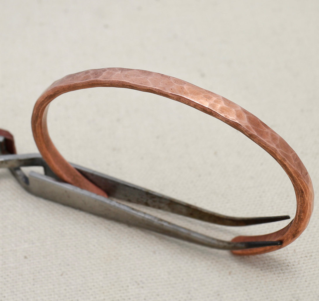 Cuff Bracelet CB105 Hammered Copper Rustic Minimalist Bare Metal No Finish Men or Women