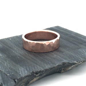 Copper Ring Womens or Mens Hammered Rustic His or Hers Wedding Band 7th Anniversary R110 image 5