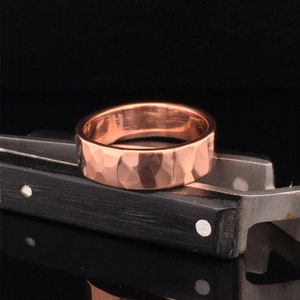 Copper Ring Womens or Mens Hammered Rustic His or Hers Wedding Band 7th Anniversary R110 image 1