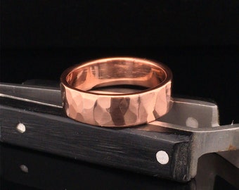 Copper Ring Womens or Mens Hammered Rustic His or Hers Wedding Band 7th Anniversary #R110