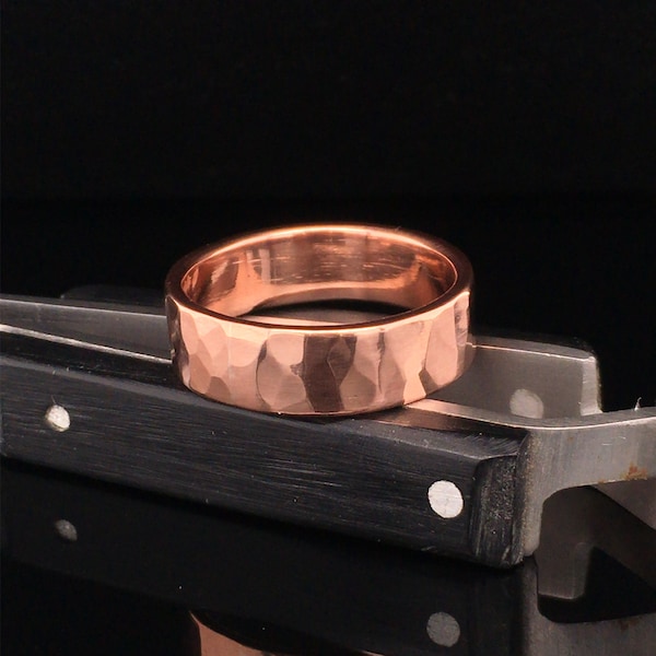 Copper Ring Womens or Mens Hammered Rustic His or Hers Wedding Band 7th Anniversary #R110