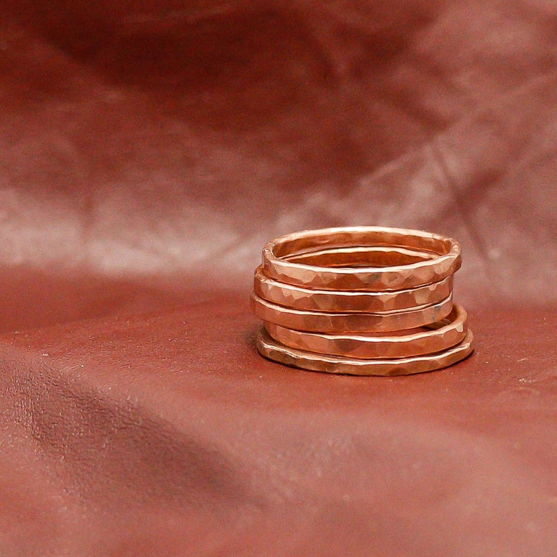 Band Ring Copper Wire Forged and Hammered Finish Stacking Ring Rustic Minimalist Men or Women Listing Is For One Ring R 106 image 3