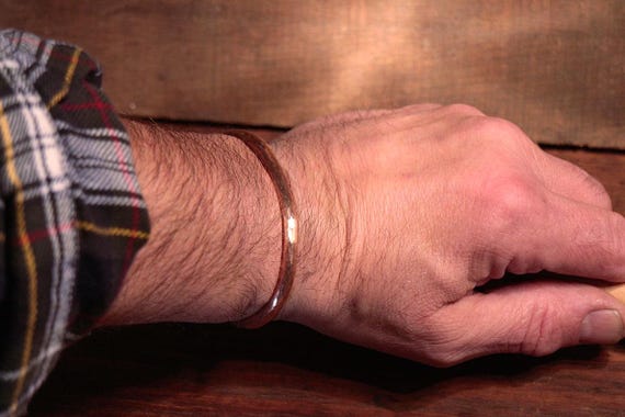 Cuff Bracelet CB101 Hammered Copper Rustic Minimalist Bare Metal No Finish Men or Women