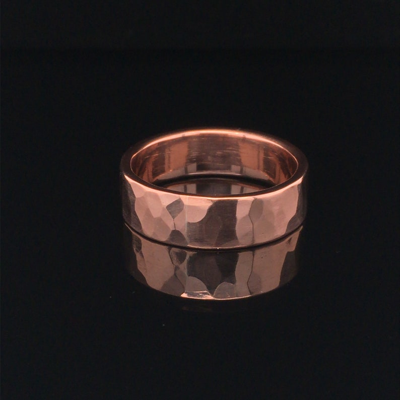 Copper Ring Womens or Mens Hammered Rustic His or Hers Wedding Band 7th Anniversary R110 image 8
