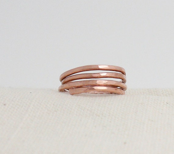 Ring Forged And Hammered Copper Wire Wrapped Rustic Minimalist Men or Women  #R107