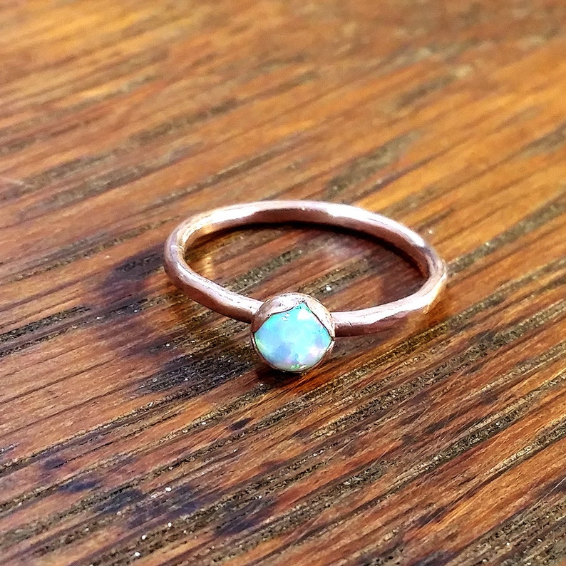 Opal and Copper Ring Forged and Hammered Copper Wire Rustic | Etsy