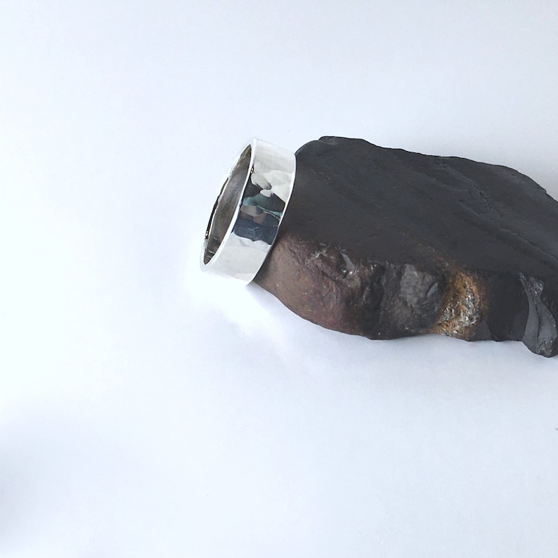 Heavy Silver Ring Hammered Rustic Minimalist Men or Women, Birthday ...
