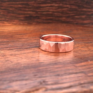 Copper Ring Womens or Mens Hammered Rustic His or Hers Wedding Band 7th Anniversary R110 image 2