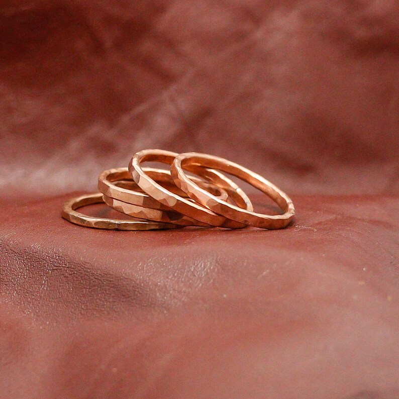 Band Ring Copper Wire Forged and Hammered Finish Stacking Ring Rustic Minimalist Men or Women Listing Is For One Ring R 106 image 2