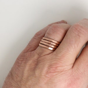 Band Ring Copper Wire Forged and Hammered Finish Stacking Ring Rustic Minimalist Men or Women Listing Is For One Ring R 106 image 4