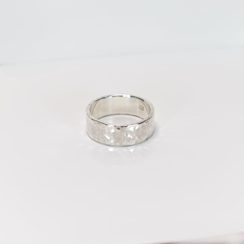 Heavy Silver Ring Hammered Rustic Minimalist R121 image 7
