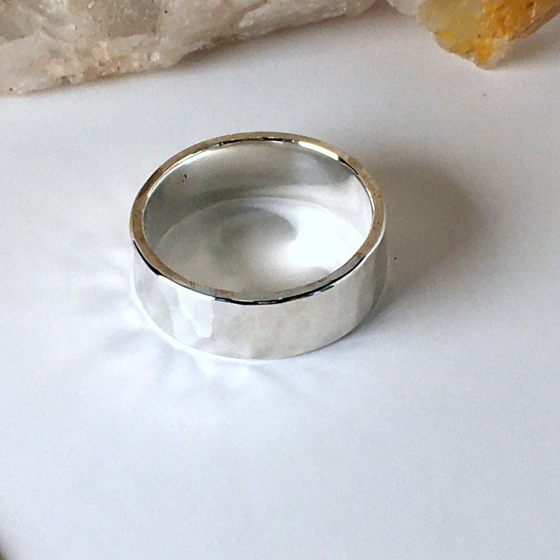 Heavy Silver Ring Hammered Rustic Minimalist Men or Women, Birthday ...