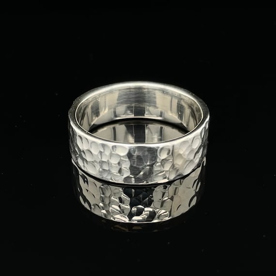 Heavy Silver Ring Hammered Rustic Minimalist R121