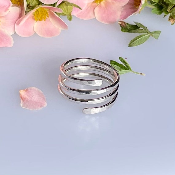 Ring Forged Sterling Silver Bypass Wire Wrapped Rustic Minimalist R130