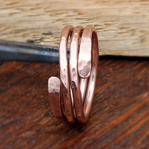 Ring Forged And Hammered Copper Wire Wrapped Rustic Minimalist Men or Women  R104