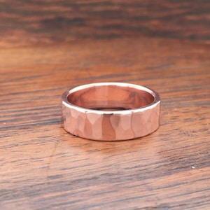 Copper Ring Womens or Mens Hammered Rustic His or Hers Wedding Band 7th Anniversary R110 image 10