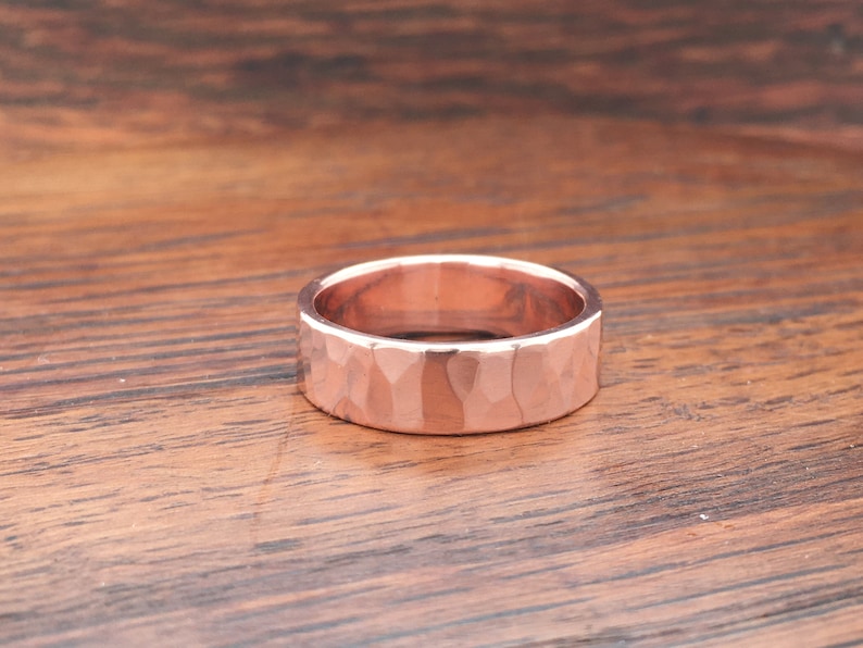 Copper Ring Womens or Mens Hammered Rustic His or Hers Wedding Band 7th Anniversary R110 image 10