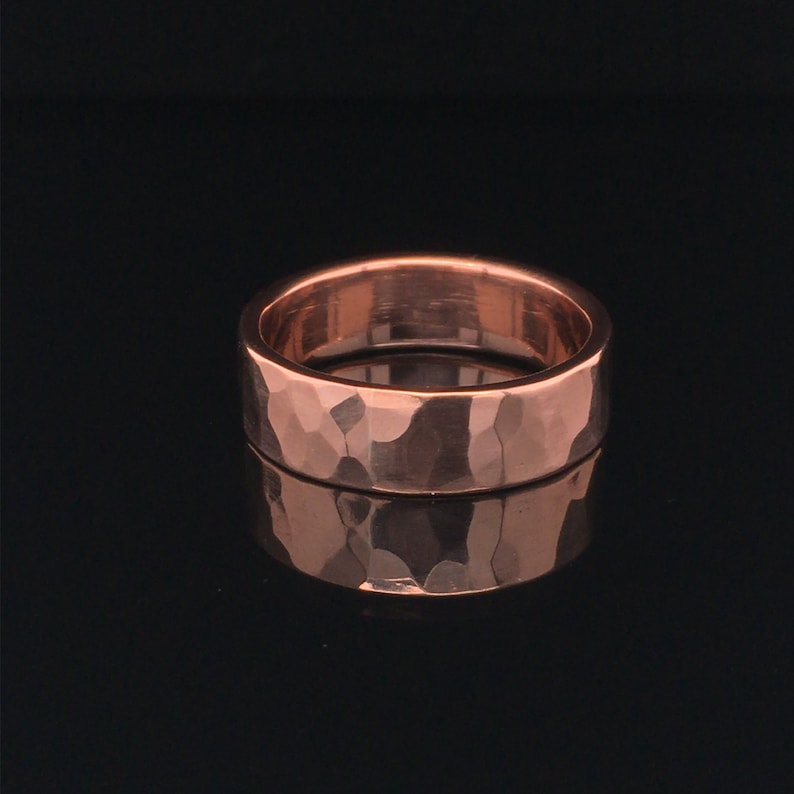 Copper Ring Womens or Mens Hammered Rustic His or Hers Wedding Band 7th Anniversary R110 image 3