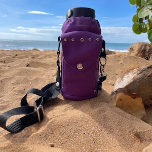 Insulated Water Bottle Tote: Cotton Canvas Carrier with Phone Pocket