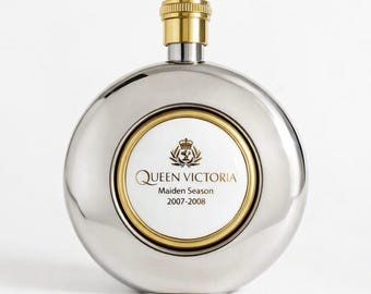 Queen Victoria Cunard Flask 4.5oz Round Hip Flask Maiden Season 2007 Nautical Gift Cruise Souvenir