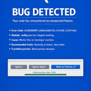 DIGITAL DOWNLOAD, Funny Software Engineer Print, Bug Not A Feature BSOD Poster, Developer Gift, Coder Wall Art