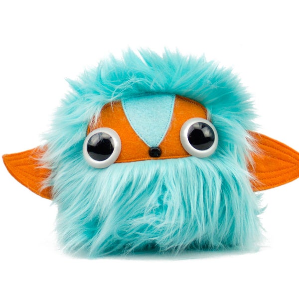 Aqua and Orange Nugget Plushie Cool Critter Stuffed Animal Toy