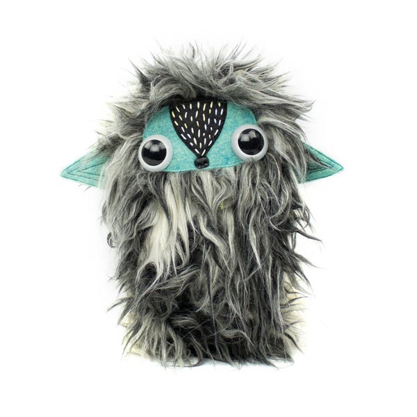 Embroidered Grey and Teal Nugget Plushie Cool Critter