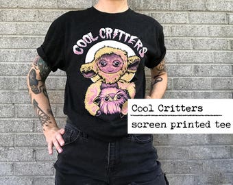 Unisex Cotton Cool Critters Tee Black Shirt