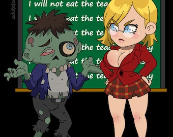 Escape From Zombie U Chibi-Aufkleber (gestanzt) | Größe: 7,6 x 7,6 cm | Anime | Kawaii | Manga | Laptop-Aufkleber | Melody