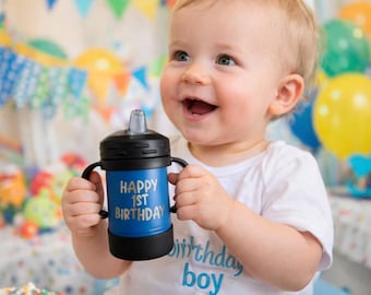 Personalized Engraved Stainless Steel Sippy Cup | Toddler Spill Proof (10 oz)