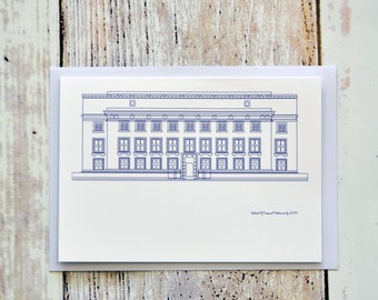 Greeting Card featuring a digital drawing of The School Of Tropical Medicine London