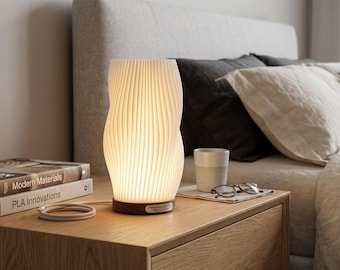 3D-tafellamp van geplooid aardewerk – dimbare led-nachtlamp, moderne, gezellige sfeerverlichting