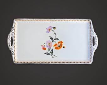 Art Deco Sandwich Tray, W.H. Grindley 'The Patricia', Hand Painted English Pottery