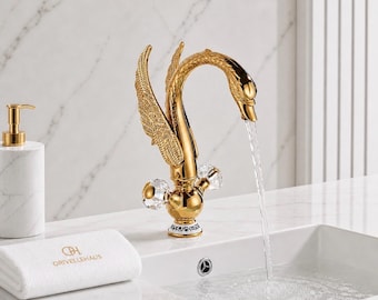 Swan Bathroom Faucet Gold With Traditional Base