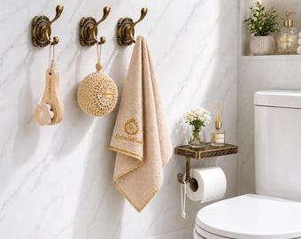 Brass Towel Hooks Set Vintage Bathroom Accessories