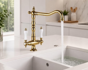 Classic Polished Gold Kitchen Tap High Spout Faucet