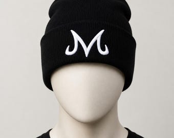 Anime-Inspired Majin Emblem Beanie Embroidered Knit Winter Hat