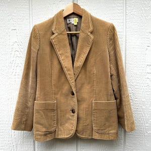 Vintage 70s Les Sportique Tan Wide-Wale Corduroy Blazer Jacket