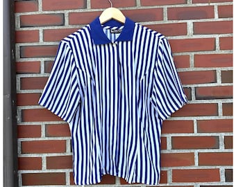 80's/90's button down short sleeve top with rib knit collar