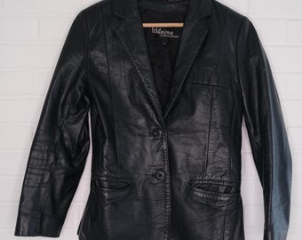 Vintage leather jacket, late 70's early 80's Wilsons black genuine leather