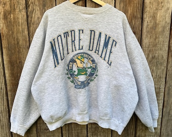 Vintage Notre Dame Fighting Irish graphic sweatshirt, 1990's grey crewneck Pullover Sweatshirt, XL