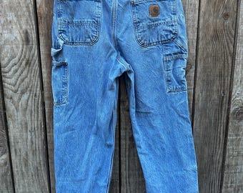 Vintage Carhartt Double Knee Carpenter jeans, early 2000's distressed denim